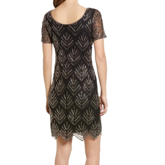 Pisarro Nights Black Beaded Cocktail Embellished Sheath Dress Size 12 - Picture 2 of 14
